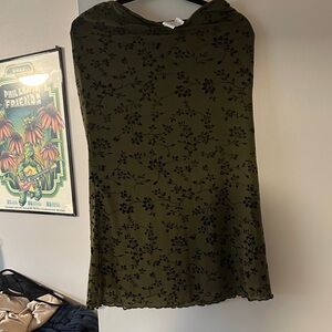 90s Floral Olive Green Skirt